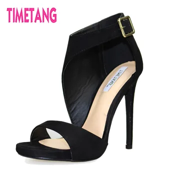 

TIMETANG Fashion Lady New All-Matching Open Toe Buckle Women Sandals Sexy High Thin Heel Platform Dress Shoe Size US5.5-11