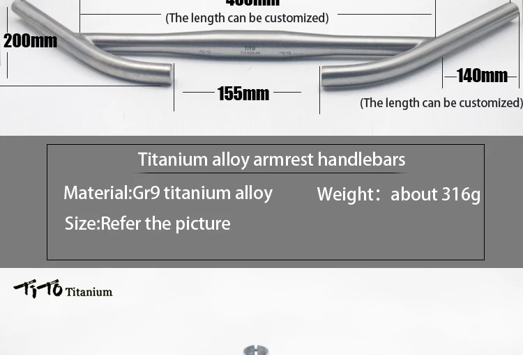 Description Picture 3 of itemTiTo Titanium Bicycle Rest Handlebar Titanium Mountain Bike MTB or Road Bike Accessories for Long Distance Riding31.8 a
