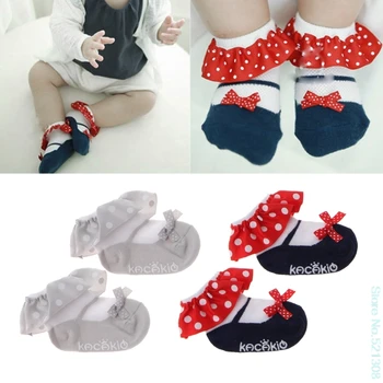 

Sweet Toddler Baby Socks Girl Slippers Dots Princess Lace Soft Cotton Short Sock Drop Ship