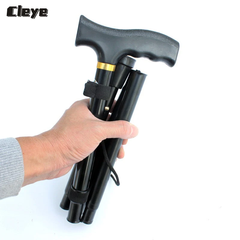 Cleye nueva llegada hombre senderismo caña de aleación de aluminio plegable ajustable telescópico bastón telescópico Camping viaje Baton