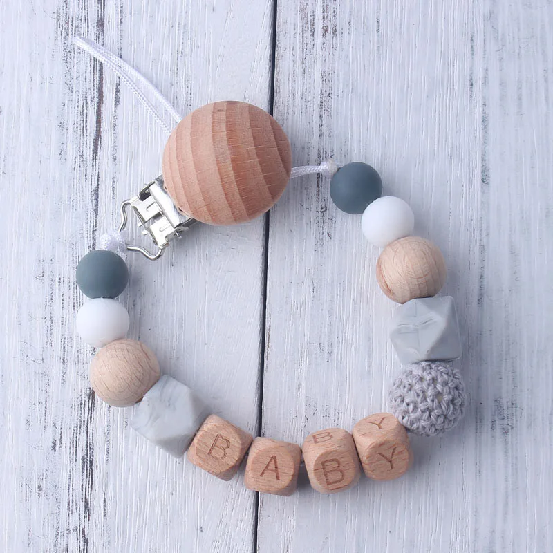 

Personalized Name Handmade Silicone Pacifier Chains Safe Teething Chain Baby Teether Eco-friendly Pacifier Clips Holder Chain