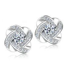 Jemmin Crystal Earrings 925 Sterling Silver Knot Flower Stud Earrings for Women Brincos Bijoux Wedding Jewelry Jemmin Crystal Earrings 925 Sterling Silver Knot Flower Stud Earrings for Women Brincos Bijoux Wedding Jewelry