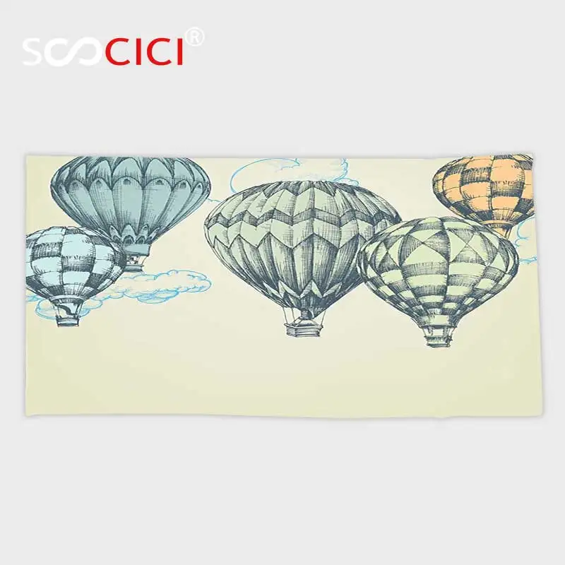 Custom Microfiber Ultra Soft Bath/hand Towel Vintage Decor Hot Air Balloons in Tone Fly Sky Lighter Than High Touris | Дом и сад