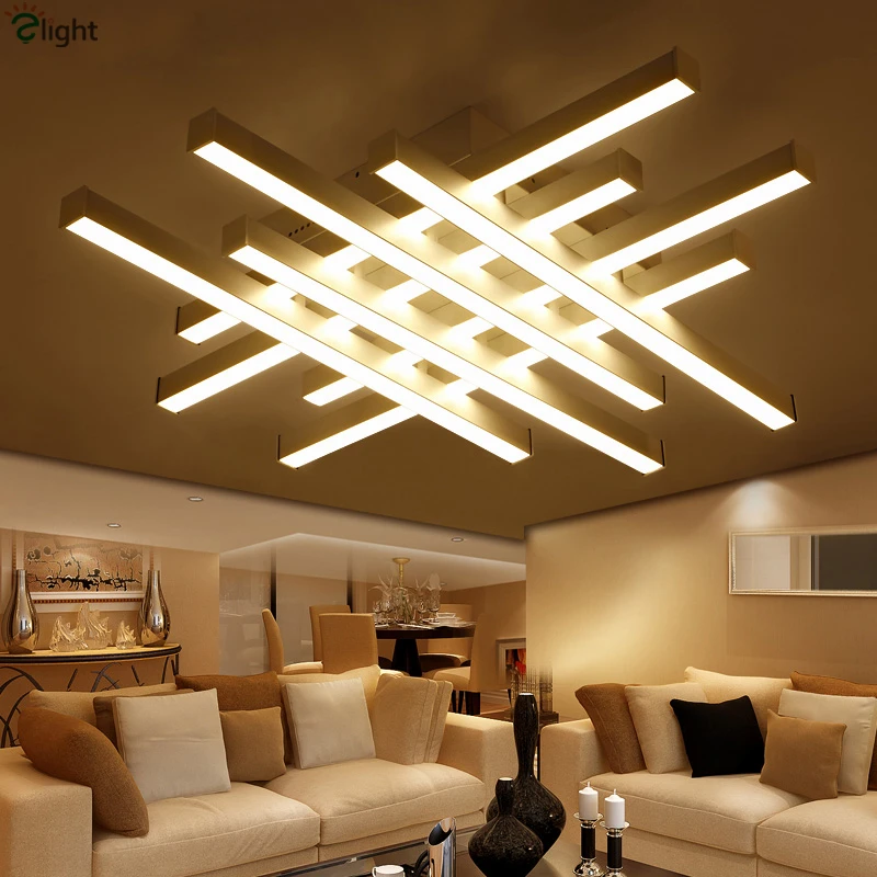 Nordic Simple Geometric Metal Led Ceiling Lights Lustre Acrylic Living