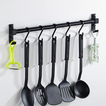 

Multi-function hanging boom free punching shelf space aluminum kitchen hook kitchen storage LU5026