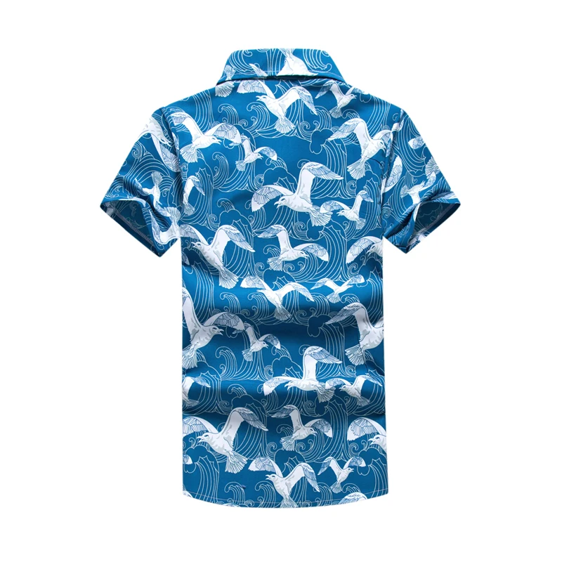 Лето Гавайский стиль Мужская футболка с принтом птицы пляжные футболки свободные футболки с коротким рукавом мужские топы