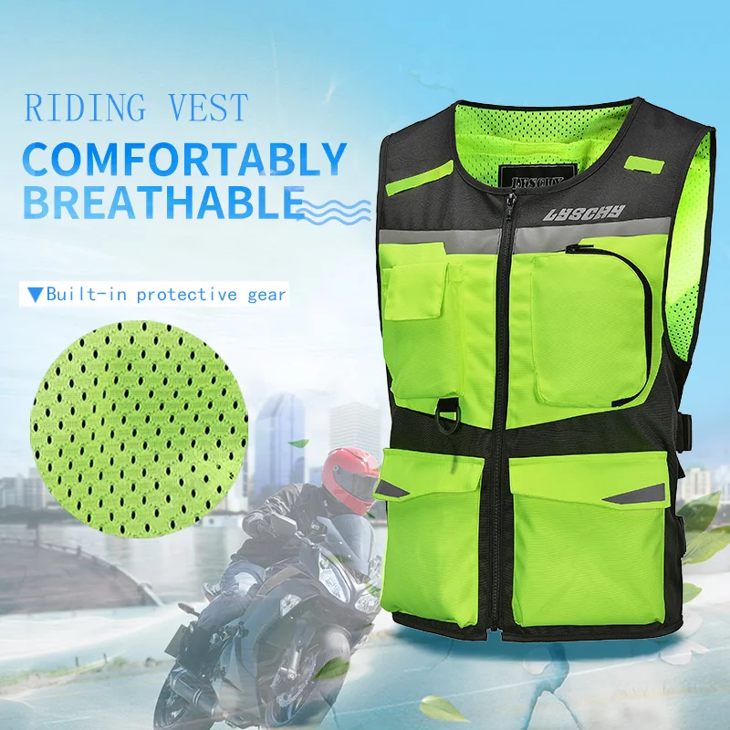 LYSCHY High Visibility Reflective Vest Motorcycle Waterproof Motocross