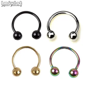 

5Pcs Titanium Anodized Circular Barbell Horseshoe Ring Nose Hoop Ear Cartilage Tragus Piercing Labret Ring For Unisex Jewelry