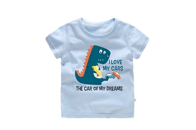 Cartoon Dinosaur T-shirt Kids baby boy t shirt I love my cars the car of my dreams Summer New Arrival Shorts Cotton Wholesale (7)