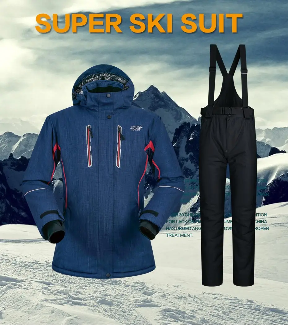 Женский лыжный костюм, бренд, новинка, высокое качество, водонепроницаемый, уплотненный, теплый, лыжная куртка, брюки-30 градусов, зимние лыжные и сноубордические костюмы
