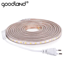 Goodland Tira CONDUZIDA Luz AC 220 V SMD 5050 Fita LED Flexível 60 LEDs/m fita para Sala de estar 1 M 2 M 3 M 4 M 5 M 10 M 12 M 15 M 20 M