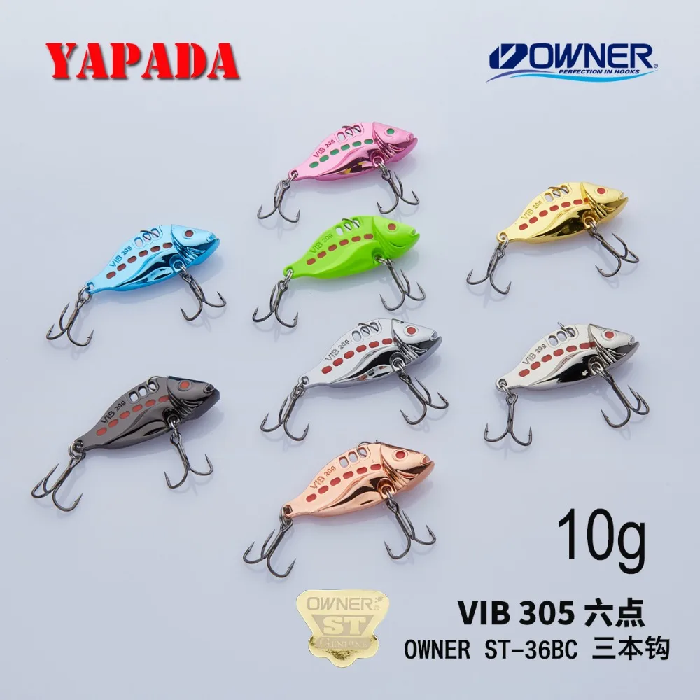 YAPADA VIB 305 усиленный тройной крючок 6 точек 10 г/15 г 40 46 мм перо многоцветный цинковый