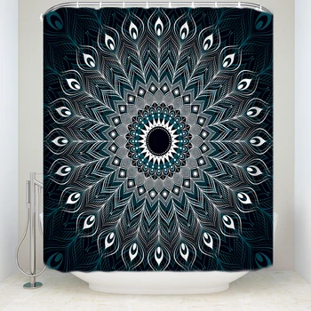 

Funny Design Peacock Feather Pattern Shower Curtain Waterproof Polyester Fabric Bathroom Decor Printed Shower Curtain