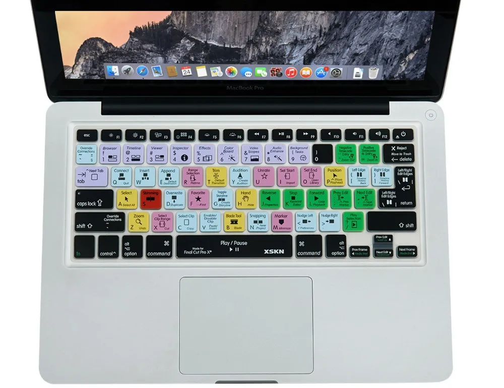 XSKN Final Cut Pro X 10 ярлык клавиатуры защитная крышка функциональный силиконовый чехол для Apple Macbook Air Pro retina 13 15 17 дюймов