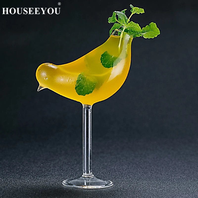 

HOUSEEYOU Pack of 2 Creative Bird Shape Cocktail Glasses Excellent for Cocktail Bar Restaurant Home Wine Brandy Glasses Set of 2