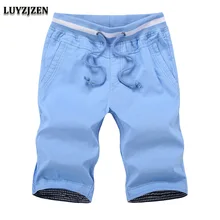 Новинка года; Летние повседневные шорты; Homme; хлопковые Трикотажные бермуды с эластичным поясом; Pantalones Hombre; Мужская модная одежда; 612