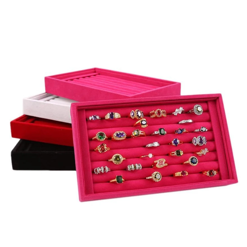 

1PC Purple Jewelry Box Earrings Rings PU Leather Jewerly Box Ring Earring Case Organizer Makeup Storage Box Organizers