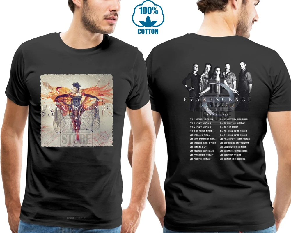 

New Evanescence Band Synthesis Tour 2018 Men'S Black T Shirt Size S To 4Xl