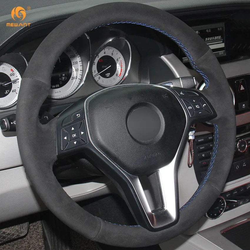 Чехол на руль MEWANT из черной замши для Mercedes Benz A Class 2013 2015 B 2011 2014 CLA C 2013|steering wheel cover|suede