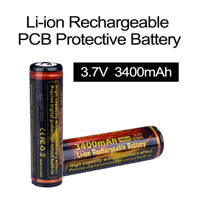 2 шт./лот TrustFire 18650 3,7 в 3400 мАч литий-ионная аккумуляторная батарея с PCB для светодиодный фонарик налобный фонарь