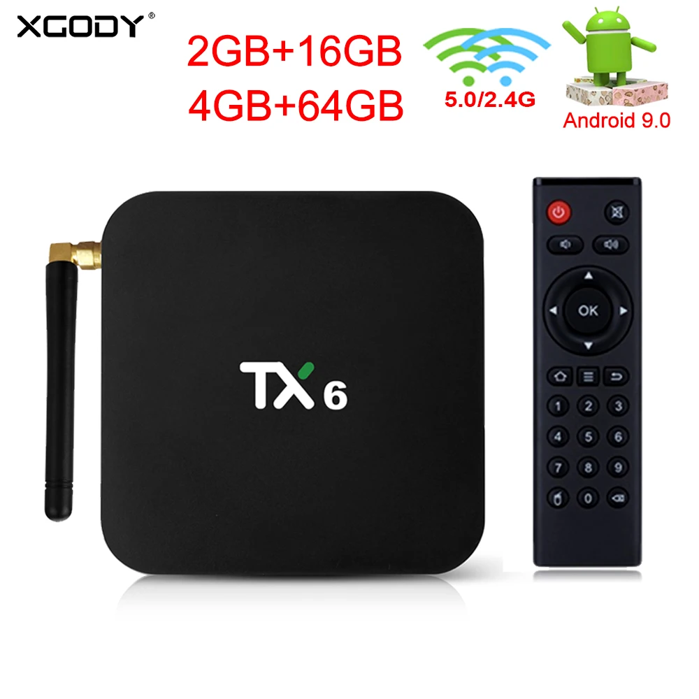 XGODY TX6 Android tv Box медиаплеер 9 0 Smart 2 ГБ 4 64 Гб Allwinner H6 четырехъядерный двойной wifi Bluetooth
