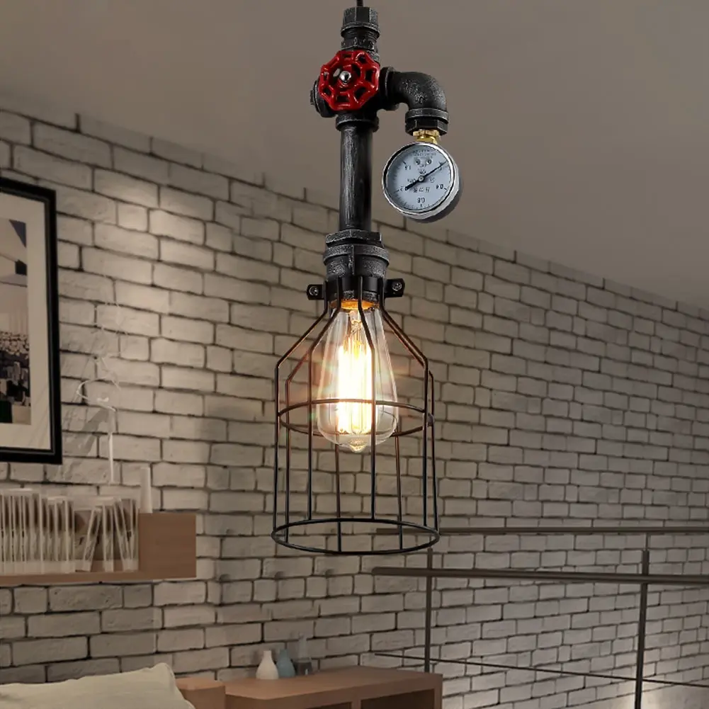 ФОТО Retro Pendant Lamp Industrial Rustic Steampunk Metal Pipe Antique Pendant Lights Counter Lamps Hanging Light