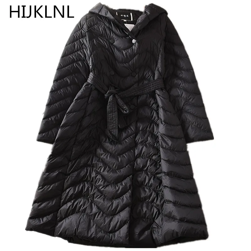 2018 Winter New Women's Down Jacket Outer Slim Mid-length Thin 100% White Duck Down Warm Coat TQ390