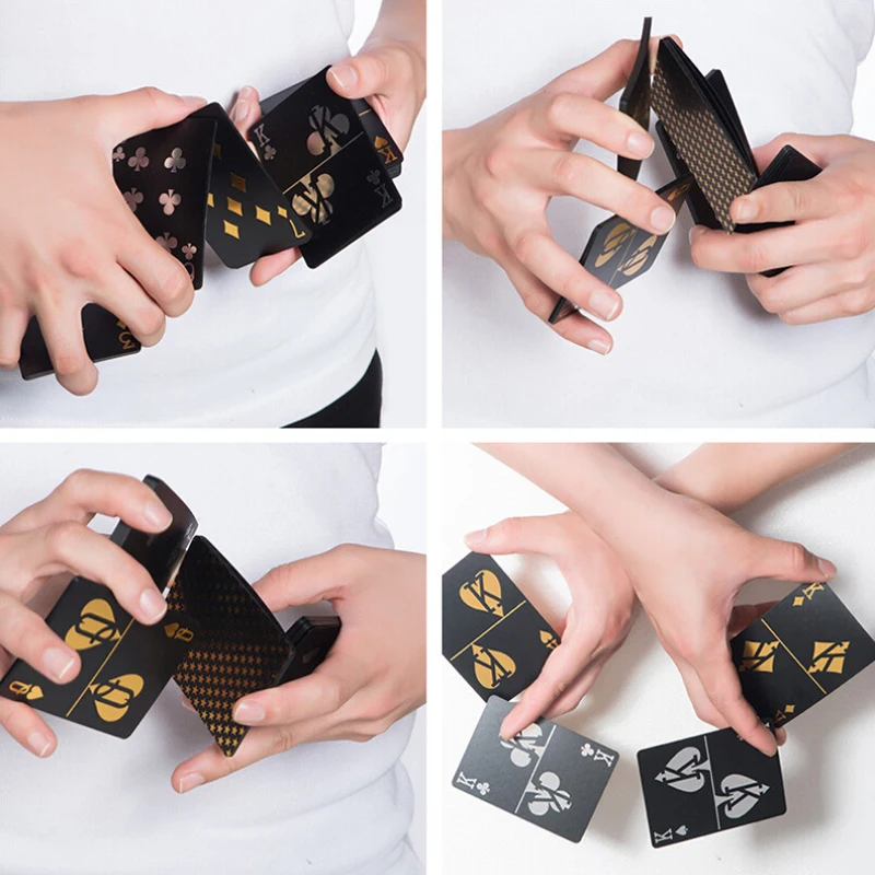 Водонепроницаемый пластиковый покер черный ПВХ игральные карты набор золотой серебряной фольги стол для покера игровая карта классические фокусы инструмент Джокер 30