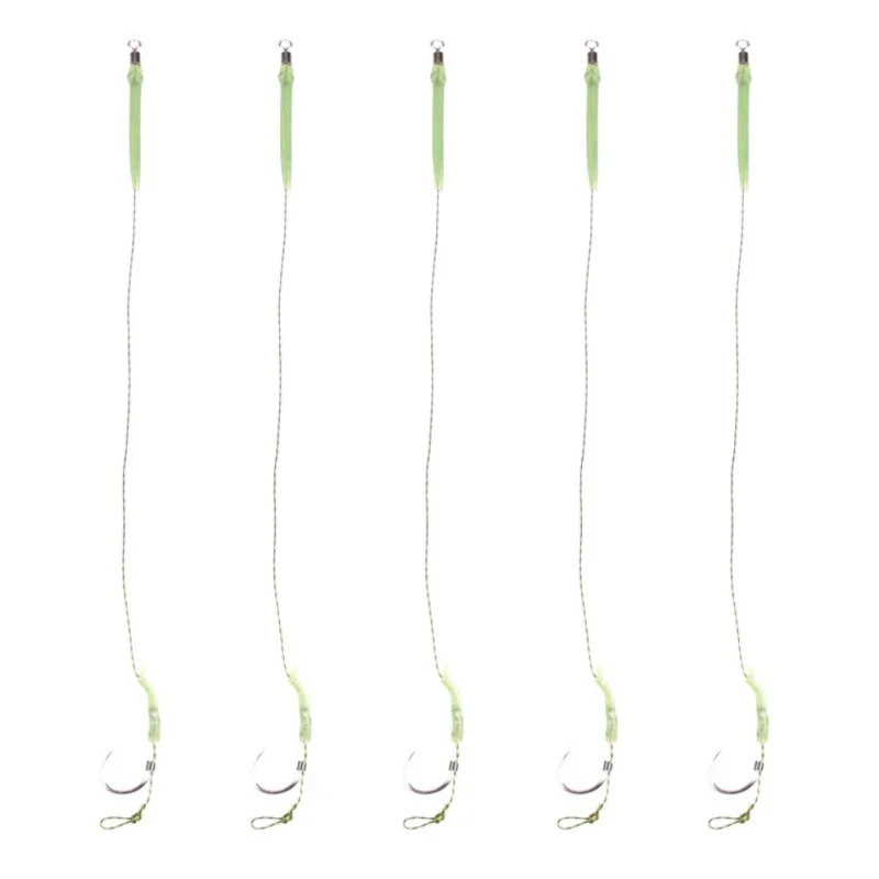 

5 pcs Carp Fishing Hook Link Ready Made Hair jig head Combi Rig Teflon Hook Ready Tied Horse Barbed Hook