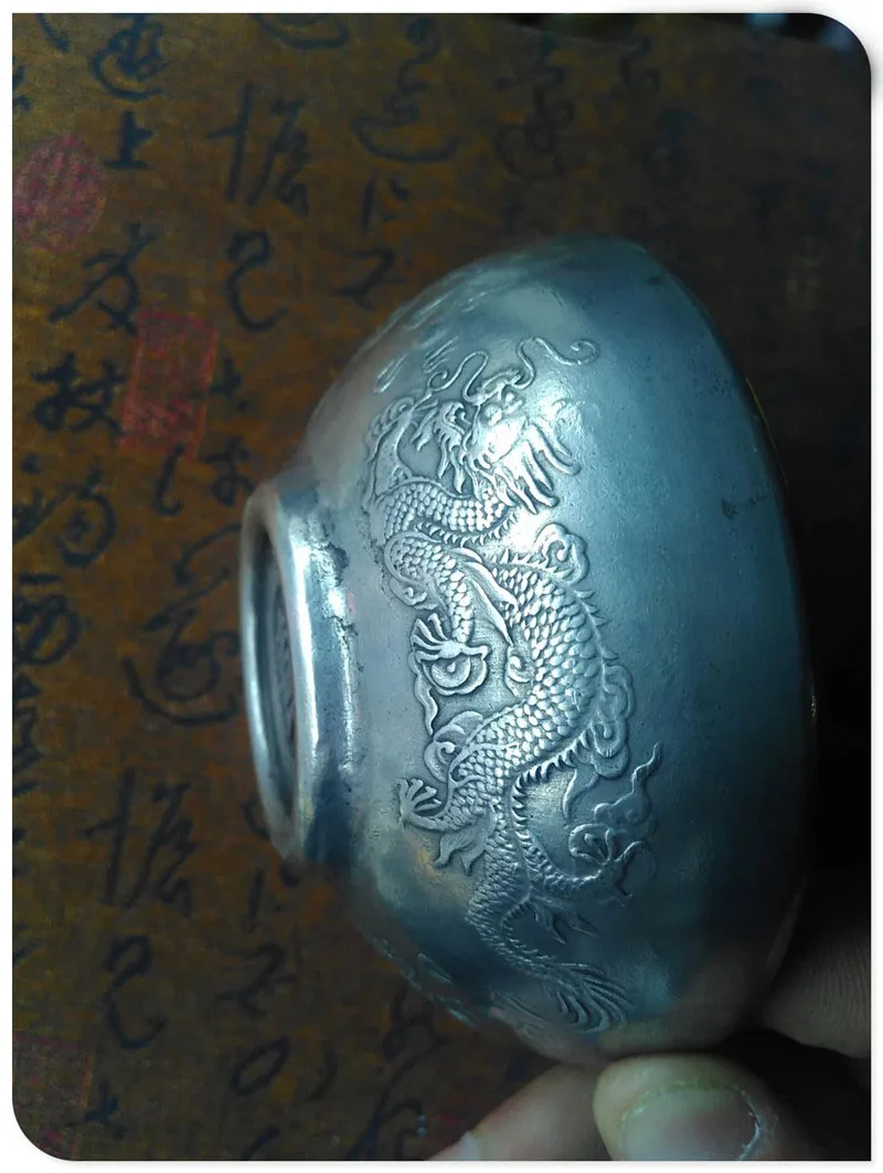 Старинное серебро, Shou Zi маленькое блюдо, Daming Xuan De, декоративные поделки
