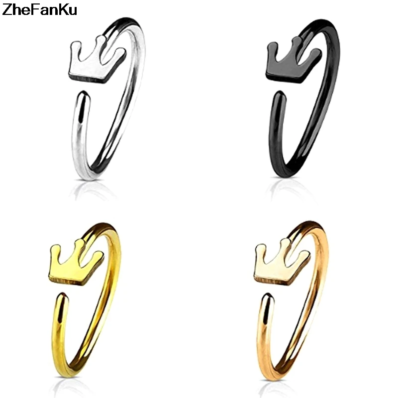

1pcs Medical Titanium Crown Bendable Hoop Nose Rings Cartilage Ring Clip On Nose Ring Mixed Color Body Fake Piercing Jewelry