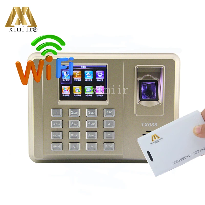 

Biometric 3000 fingerprint capacity TX638 fingerprint ID card time attendance system with WIFI TCP/IP communication linux system