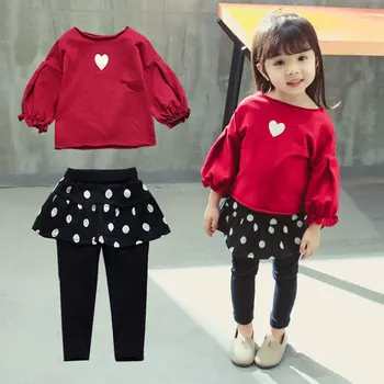 

2019 Hot Sale Newborn Baby Girl Red Color Tops Pants 2Pieces /Set Girl Clothes Outfits Age For 12M 24M 3 4 5 6 Yrs Baby Clothes