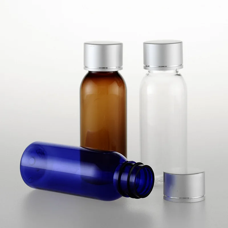 5pcs 30ml round shoulder long plastic cosmetic bottle Distribution of aluminum common cover bottles ( with inner plug) BQ127