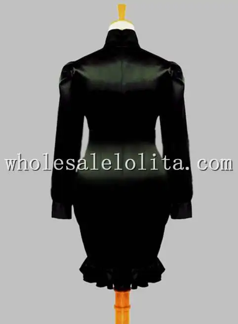 

Gothic Black Tight Over Hip Silk-like Dress Stage Costume