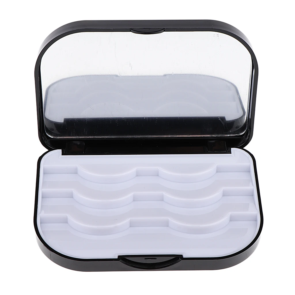 Пластиковый макияж Накладные ресницы хранения Организатор Box Путешествия держатель ресниц Чехол Контейнер - Цвет: Black