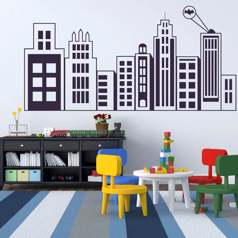City Buildings Wall Decals For Kids Room Removable Art Mural Nursery