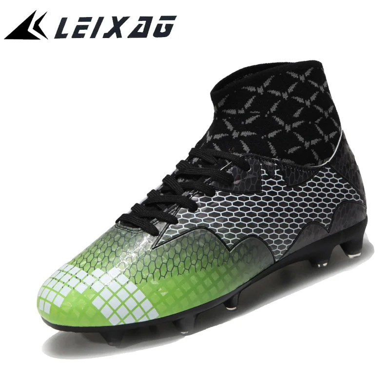 

LEIXAG Men Football Boots FG High Ankle Anti-slip Soccer Shoes For Children and Adult Athletics Spike Boots Grass Men Cleats