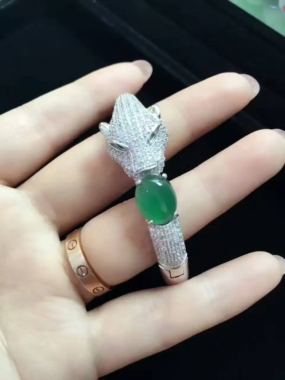 Bracelets en calcédoine verte naturelle Bracelet en pierres précieuses naturelles 925 en argent ste