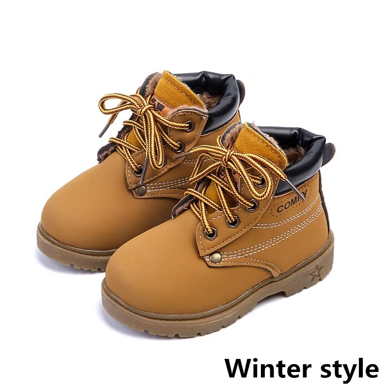 Г. Новые зимние модные детские теплые ботинки хлопковая обувь для маленьких мальчиков и девочек высококачественные детские ботинки на шнуровке от 1 до 5 лет - Цвет: Winter style