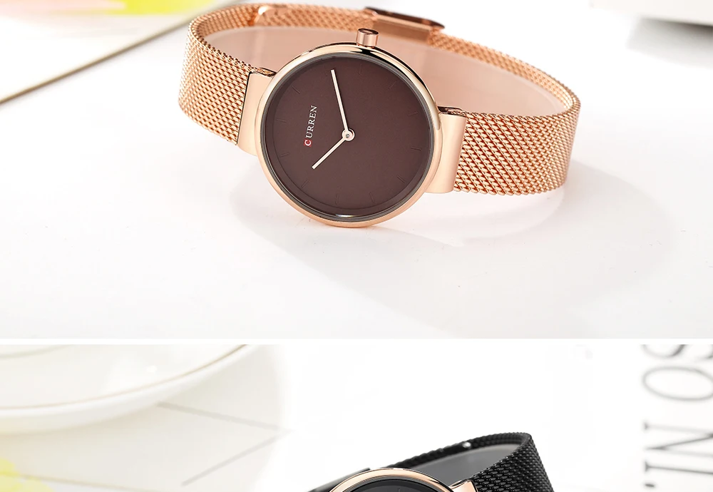 Ladies Dress Mesh Bracelet Watches with Stainless Steel CURREN Simple Fashion Quartz Wristwatch Women Clock Female Montre femme