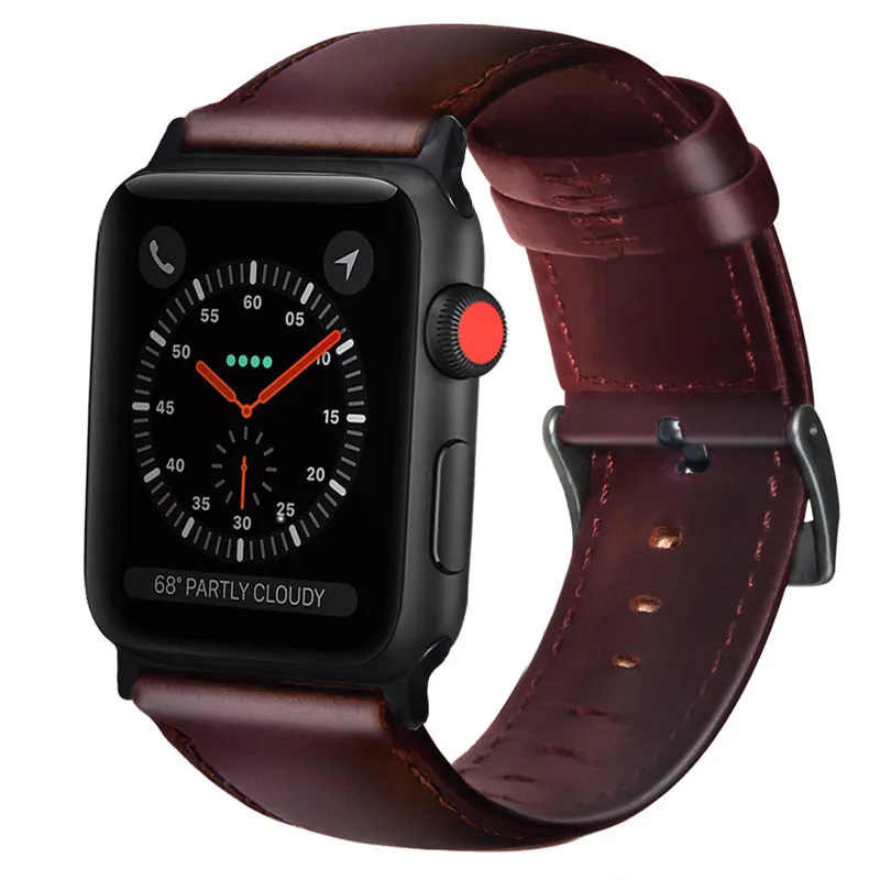Кожаный ремешок для восковой браслет с маслом Apple Watch band 4 44 мм 40 Мужские часы