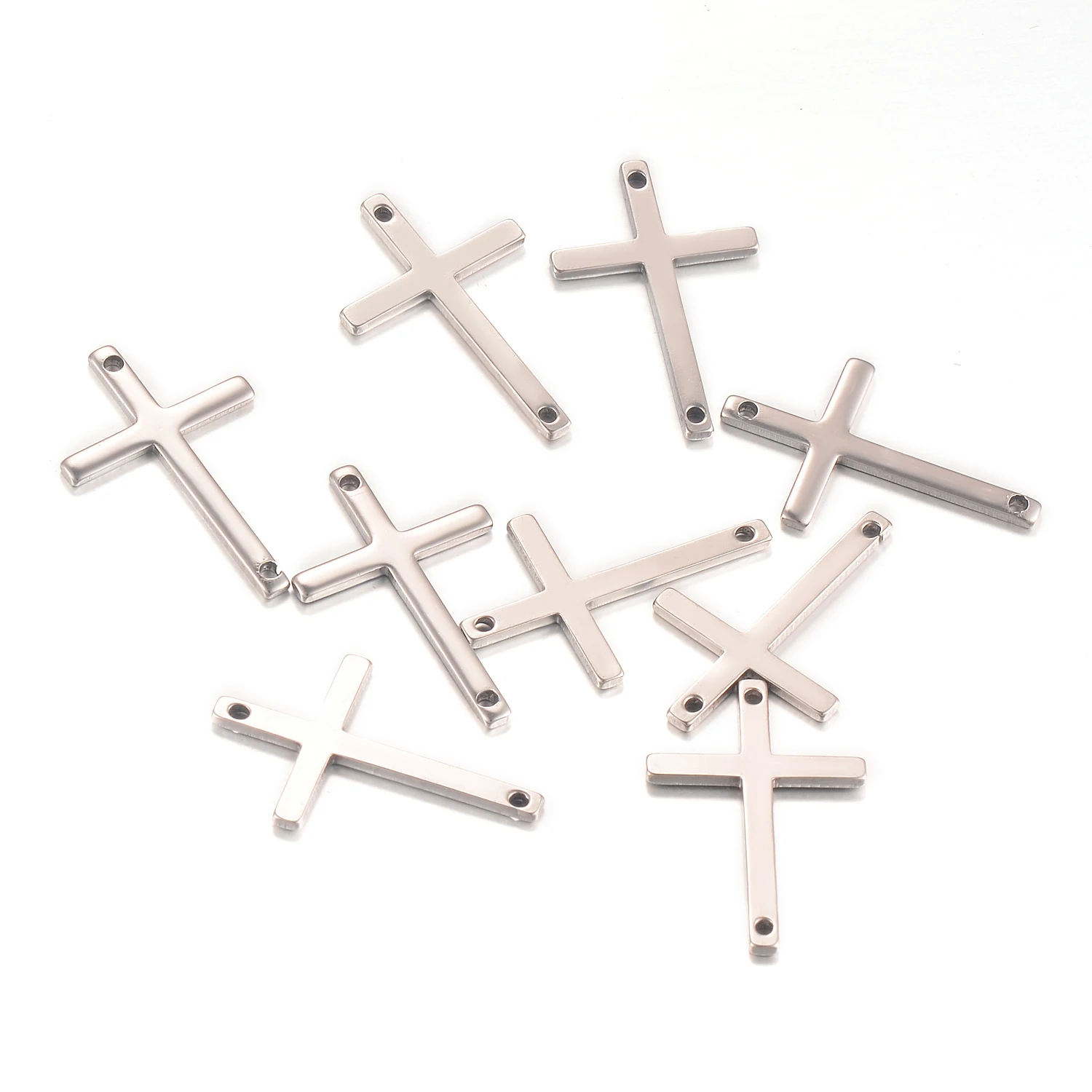

50pcs Stainless Steel Small Cross DIY charms Bracelet corss jewelry finding Not Turn Off Color Hypoallergenic