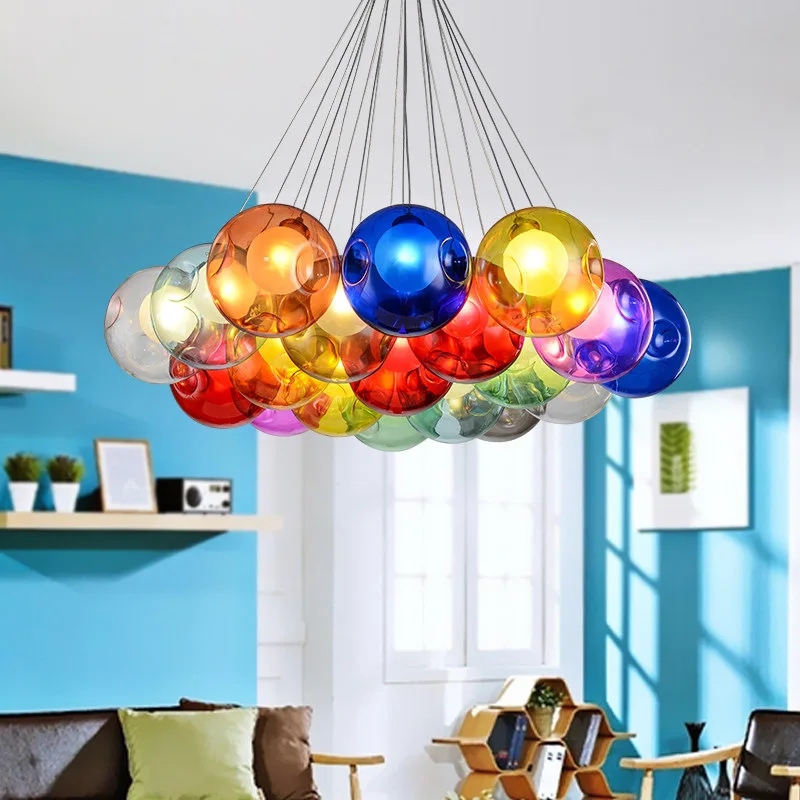 

Creative Design Modern LED Colorful Glass Chandelier Living Room Bar Commercial Decorations LEDG4 110-240V Glass Lighting