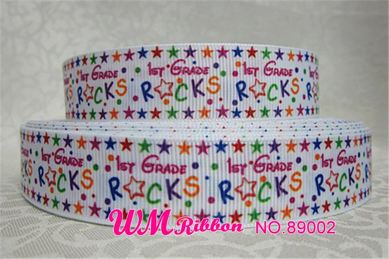 Лента WM 7/8 дюймов 22 мм Happy Kids Grosgrain лента 50yds/рулон школьный номер напечатанные Индивидуальные Лямки для волос - Цвет: 89002