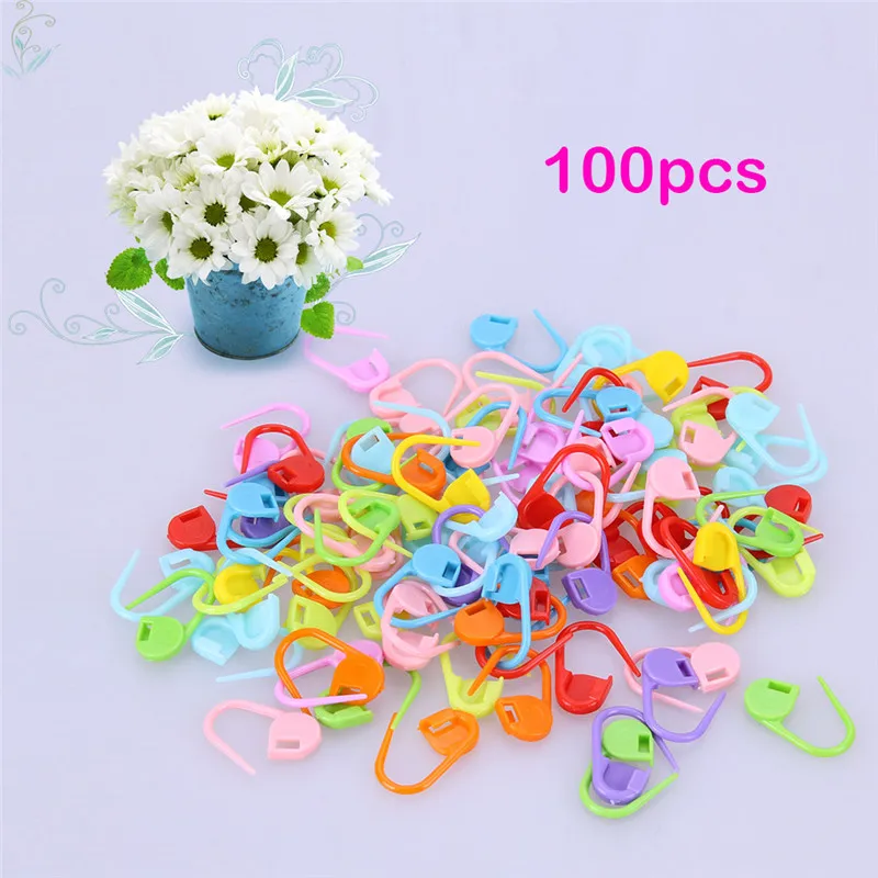 

100Pcs/set Colorful Plastic Knitting Needles Crochet Locking Stitch Markers Crochet Hook Latch Knitting Clip Sewing Tools