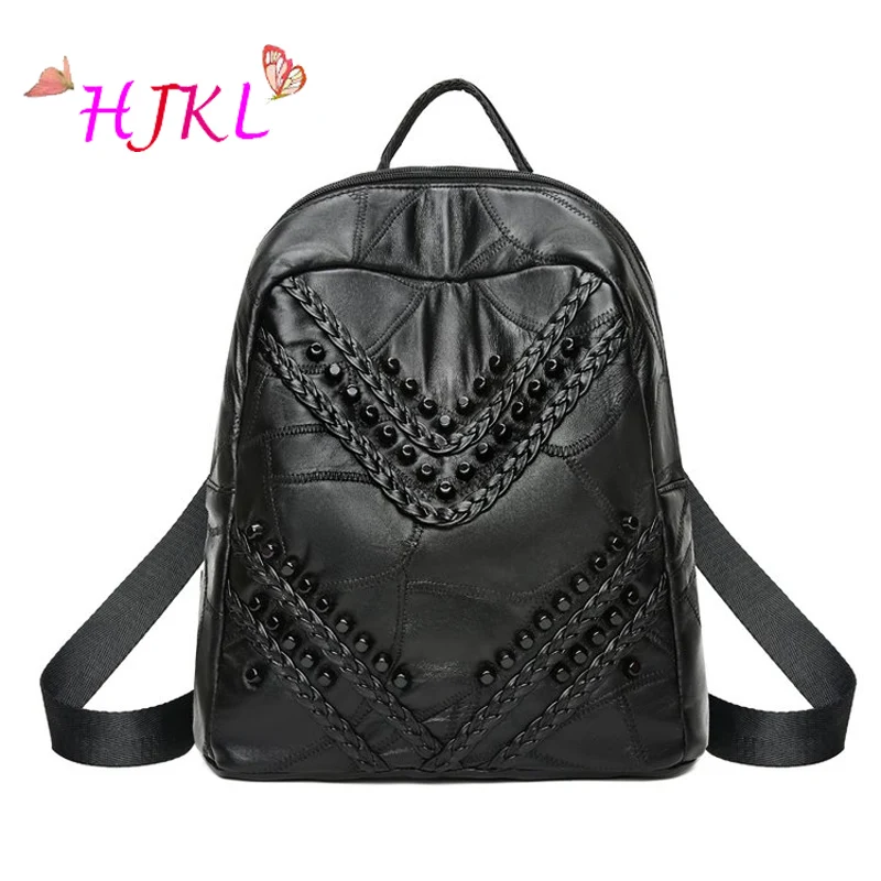2018 mochila feminina new100 % кожа плечи модные повседневные овчины заклепки небольшой