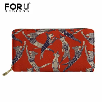 

FORUDESIGNS Wallets Brand Coin Purse Women Wallet Dog Party Retro Purse Female Card Holder Lady Clutch Purse Carteira Feminina