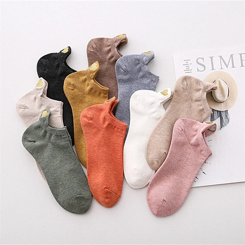 3 шт., новинка, модные женские носки, новинка, яркие цвета, Хлопковые женские носки с вышивкой, короткие милые носки, женские летние