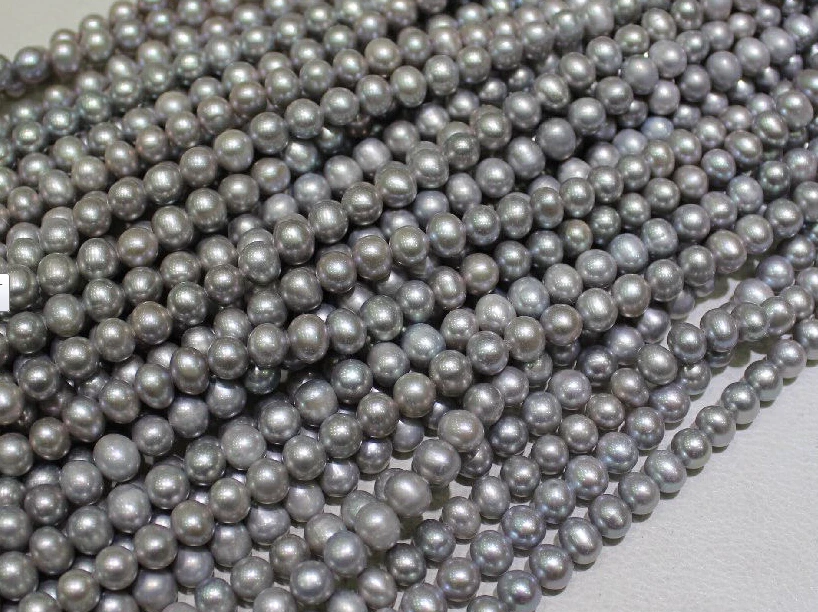 Buy Wholesale Real Pearl Bead 7 8mm 15'' Light Gray